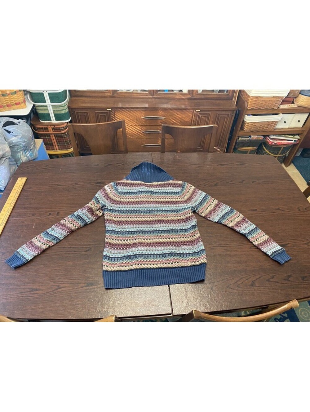 2 Vintage Liz Claiborne Sweaters Pullover Solid Green Stripe Large XL - Picture 11 of 16